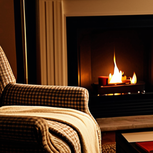 Relaxing Home Ambiance**

"A warmly lit living room at night, featuring a comfortable armchair, soft blanket, and a small table with a glass of red wine and some gourmet cheese. Candles are lit, casting a gentle glow. Soft jazz music playing in the background. safe for work, appropriate content, fully clothed, modest setting, perfect anatomy, natural proportions, high quality photography."

**