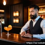 혼술 문화와 해외 비교 - A cozy, dimly lit modern bar interior designed for solo enjoyment, featuring individual high-backed ...